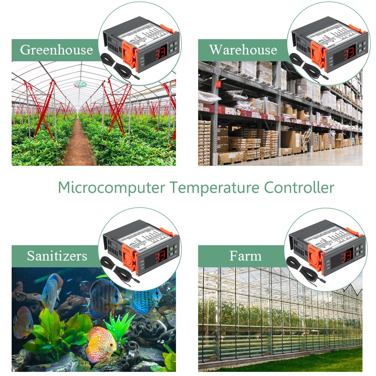 Regolatore di temperatura digitale STC-8080A + termostato frigorifero per sbrinamento automatico frigorifero con sonda sensore NTC