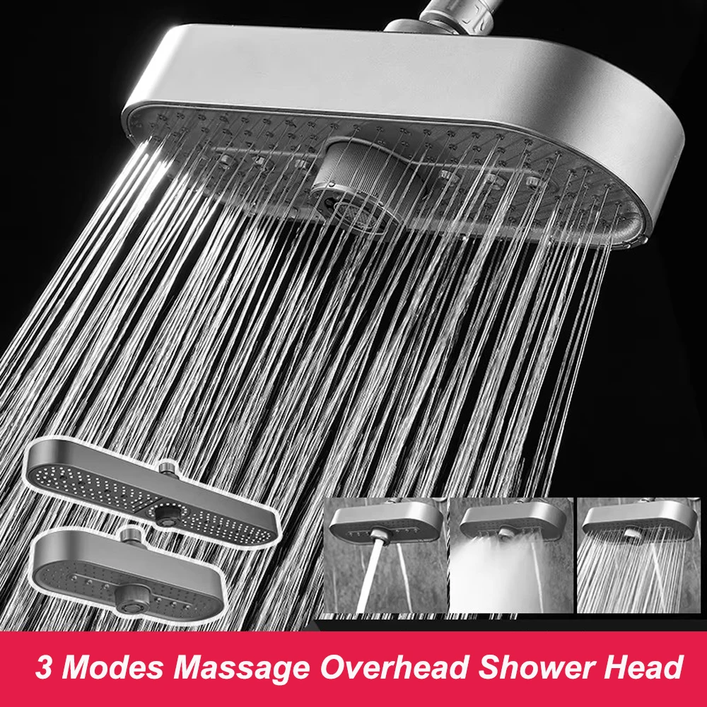 

New 3 Modes 245/480MM Rainfall Shower Head High Pressure Top Spray Large Flow Overhead Rain Shower Head Bathroom Accessories