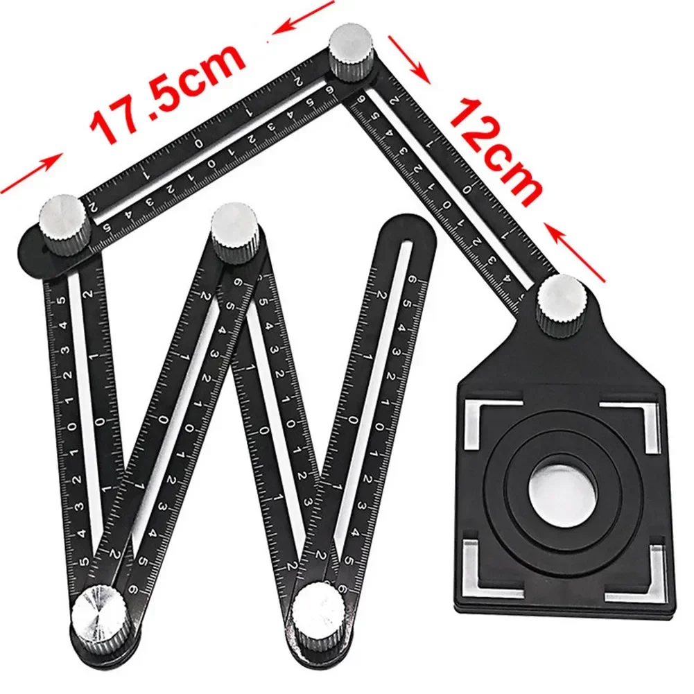 6 Fold Set Construction Angle Measuring Ruler Aluminum Alloy Perforated Mold Template Tool Locator Drill Guide Tile Hole - Image 6