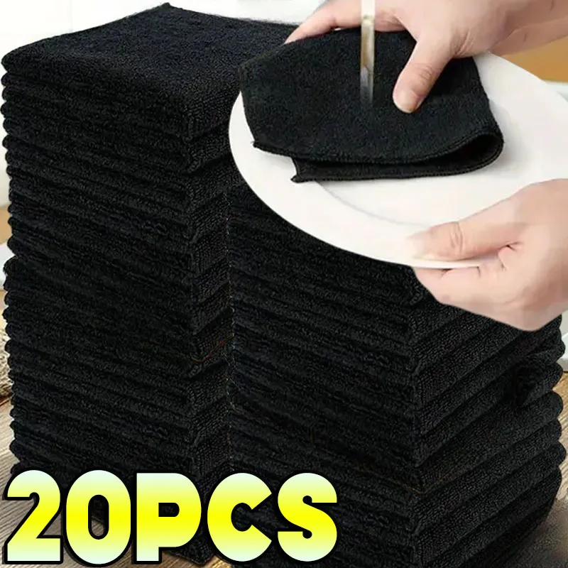 Toallas de microfibra negras, paño de secado para lavado de coches, cuidado del coche azul, limpieza, pulido, plumero, trapos de lavado de cocina para el hogar