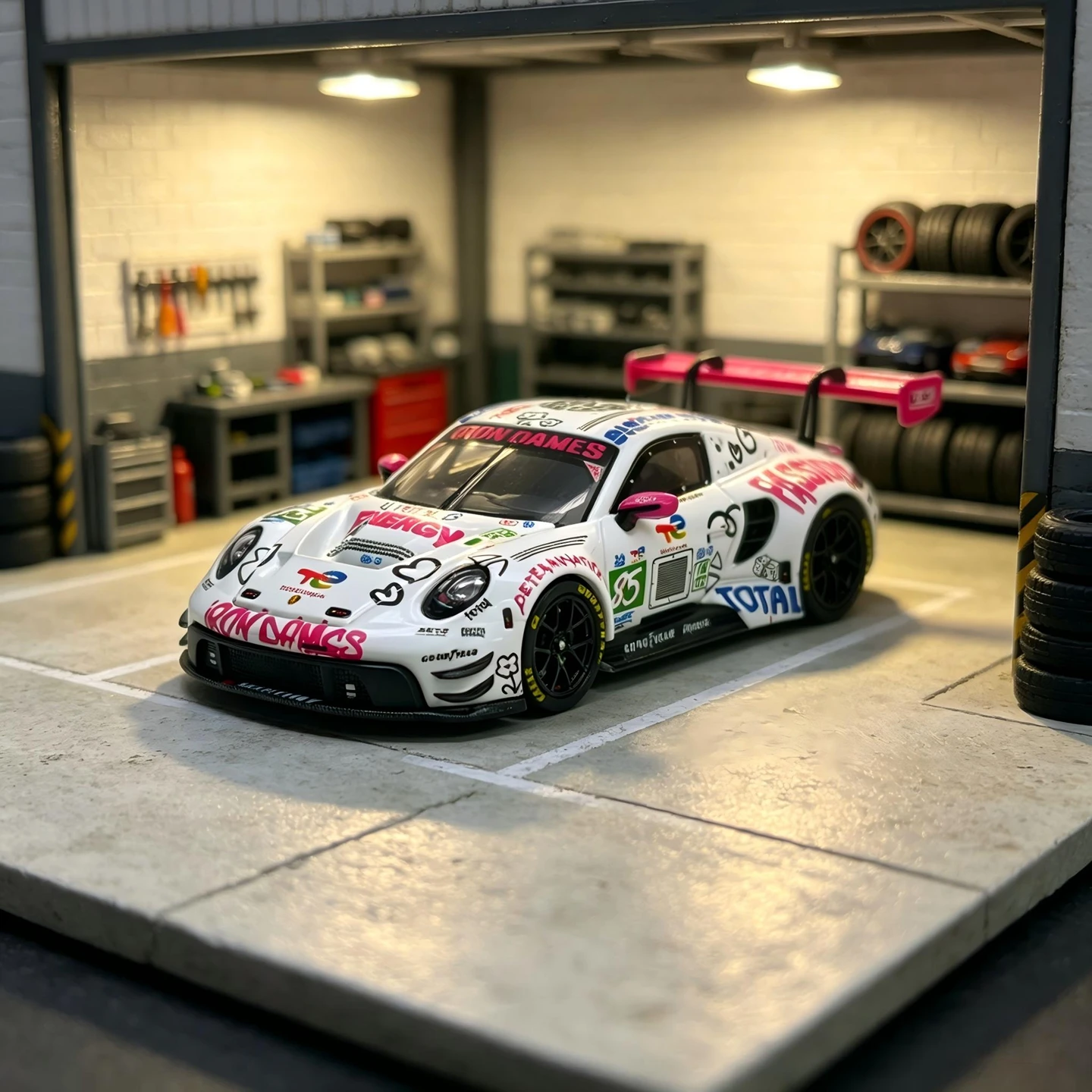 1-64スケール-シミュレーション-ポルシェ-911-gt3-r--85合金製車モデル静的装飾ギフト、ボンネットは開閉可能
