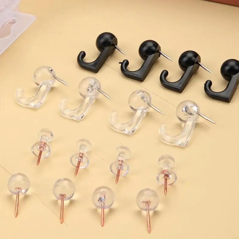 

50/60/80/160Pcs Clear Push Pin Hooks Push Pin Hangers Clear Push Pin Clip Decorative Thumb Tacks Hooks for Hanging
