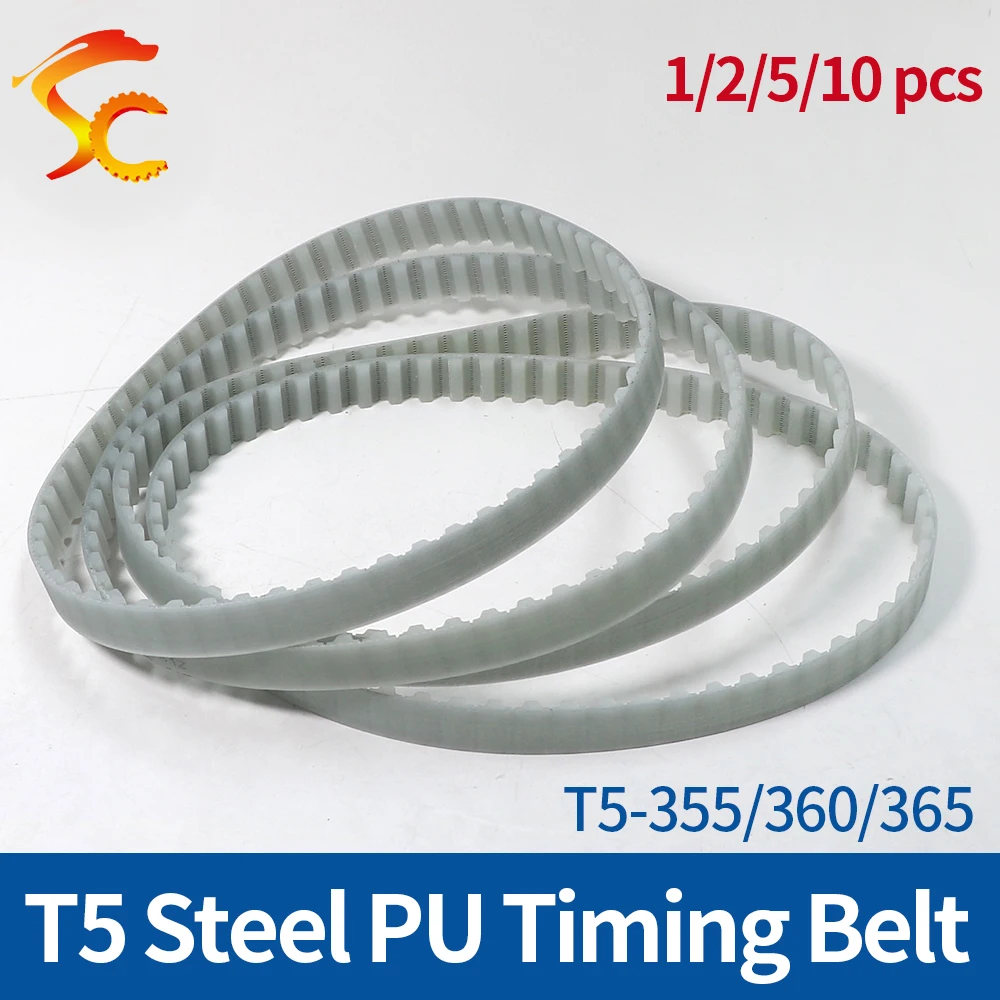 T5 Trapezoidal Tooth Polyurethane Timing Belt T5 355/360/365 Width 6/10/15/20mm Transparent PU Synchronous Belt