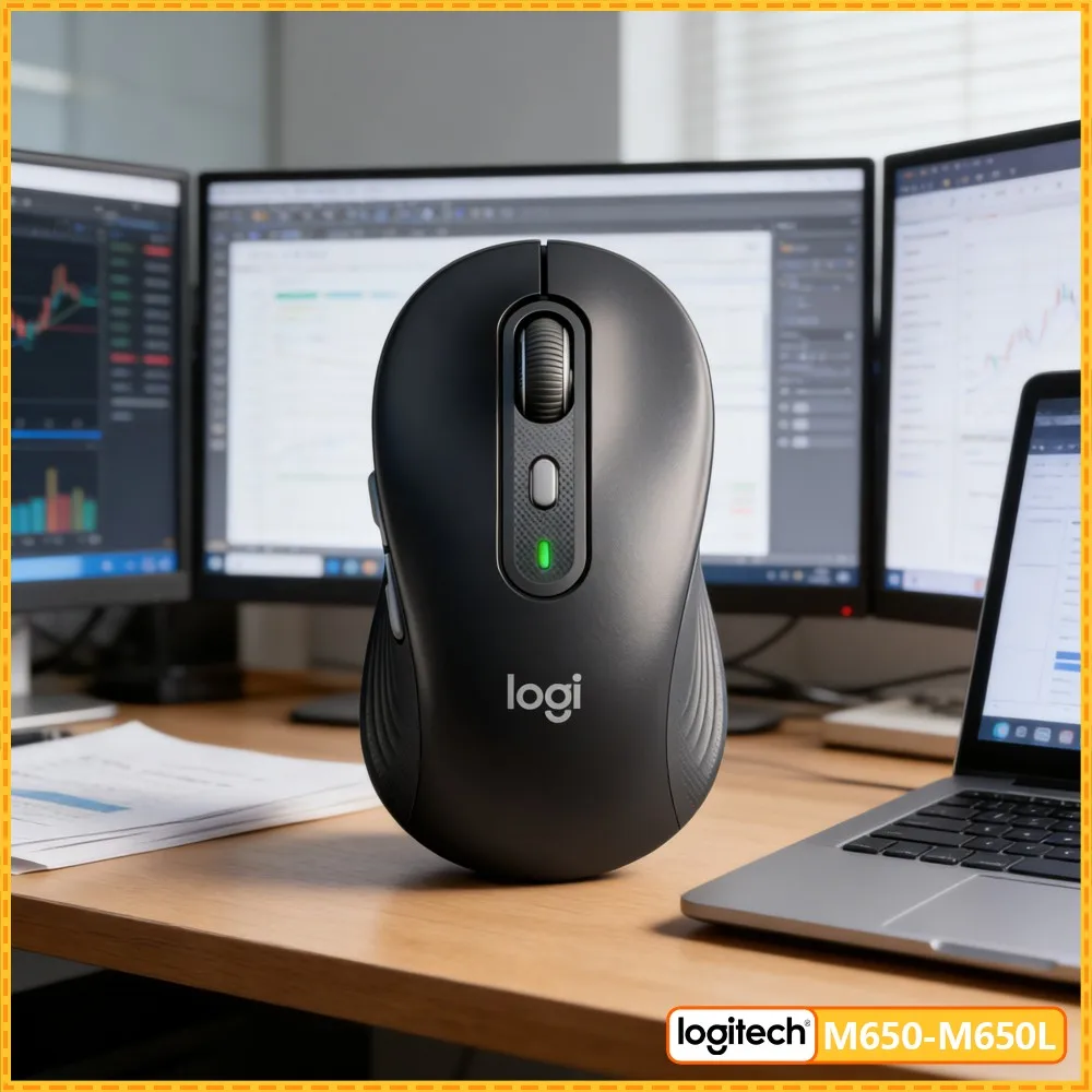 Logitech M650/M650L Ergonomic Mouse - Dual Connectivity, 4000 DPI Sensor, Silent Clicks, Compatible With Windows Mac Linux
