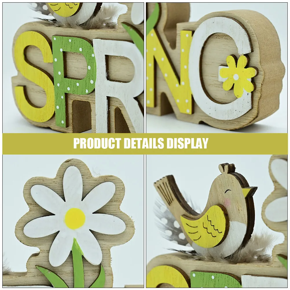 Easter Wood Sign Charming Pastel Pattern Wood Centerpiece for Dining Room Table Easter Table Decorations Spring Tabletop Decor