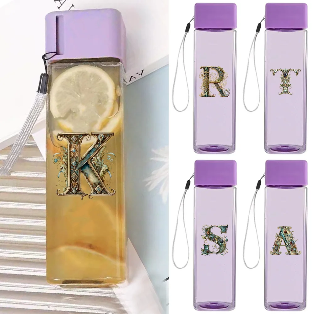 

500ml Space-Saving MY BOTTLE Water Flask Leak-Proof Portable Drinkware With Strap For Outdoor Gym Office Graphic Letter Pattern