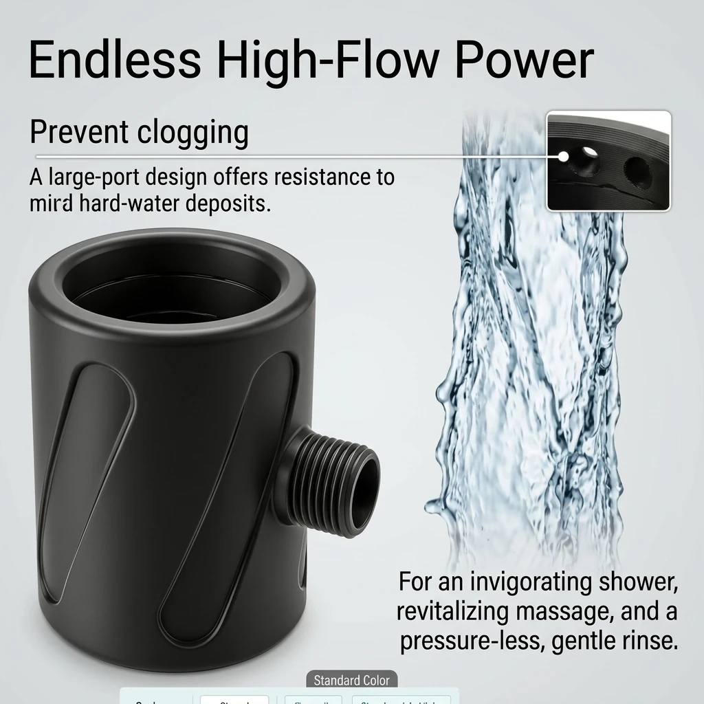 High-Pressure Shower Head Powerful for Bathroom Gym 3D Printed Circular Large Flow Massage Spray Nozzle Water Boosting Tool