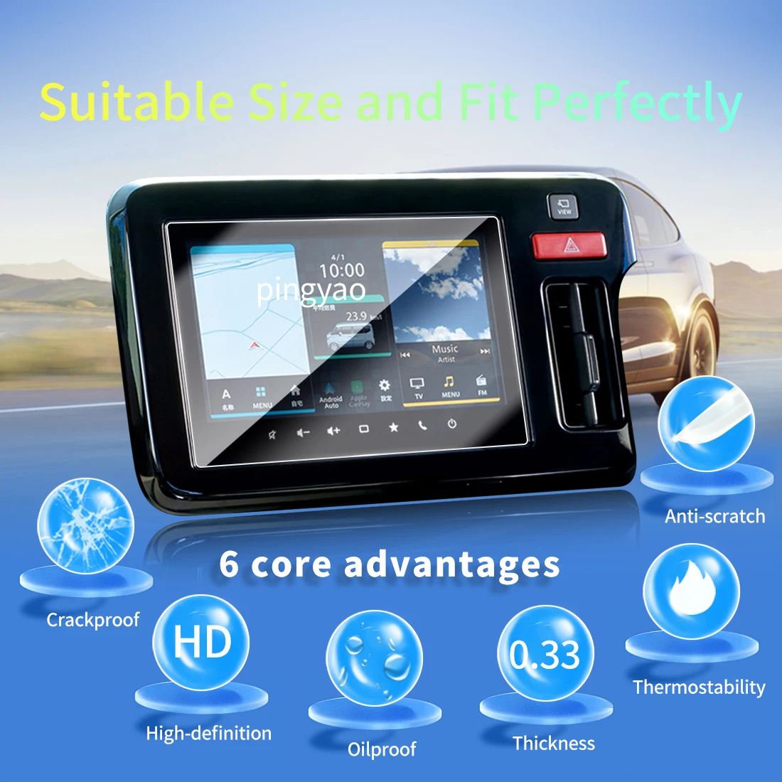 Car Sticker Screen Protector Navigation Display Tempered Glass Protective Film Car Vehicle For 2026 HONDA Wagon