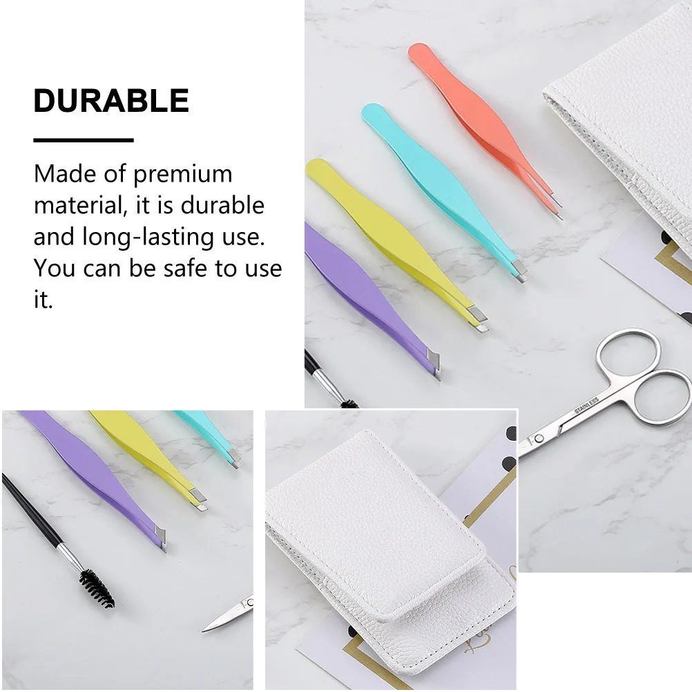 

1Set Colorful Eyebrow Grooming Tools Kit Portable Lightweight Eyebrow Tweezers Scissors Set for Precise Hair Removal Travel