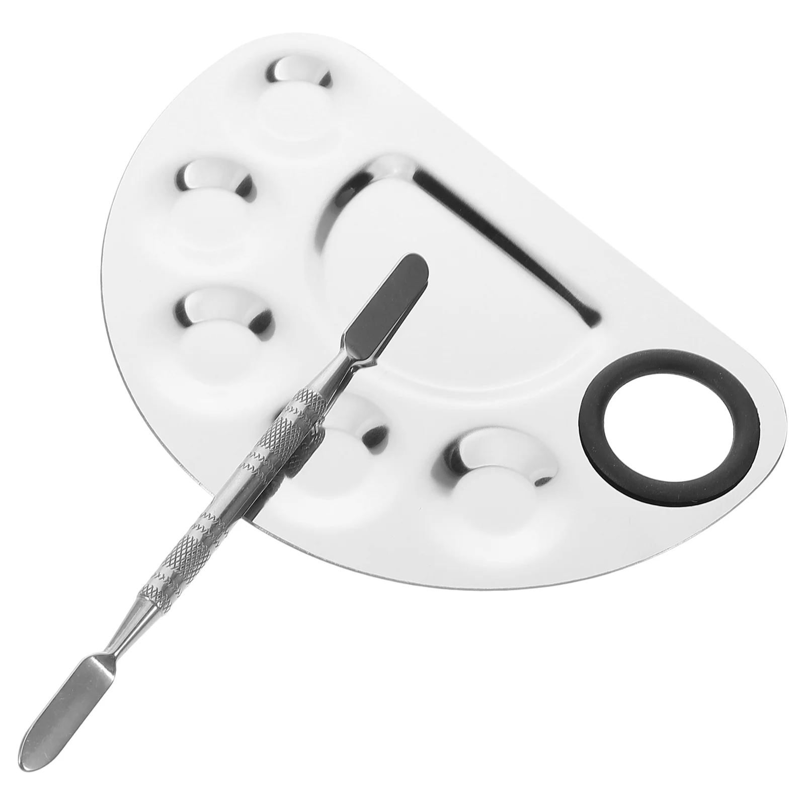 

Nail Palette Powder Foundation Makeup Artist Essentials Mixing Tray Beauty Spatula Versatile Metal Portable Lightweight