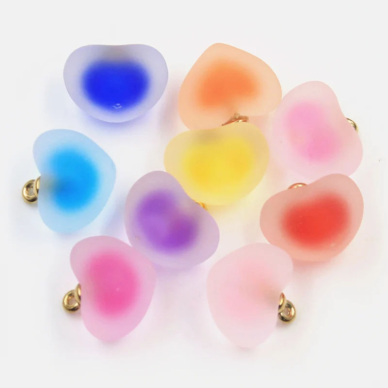 10pcs Charms 3D Colorful Heart Frosted Symphony Acrylic Pendants Crafts Making Findings Handmade Jewelry DIY Earrings Necklace