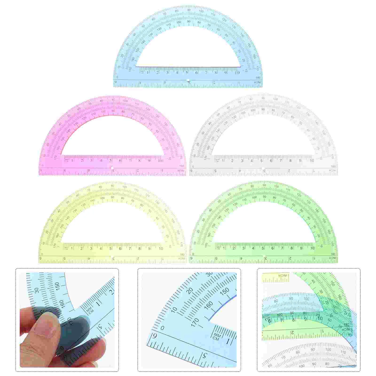 5pcs Protractor Math Protractor Angle Measurement Tool Students 180 Degree Measure Protractor math angle tool