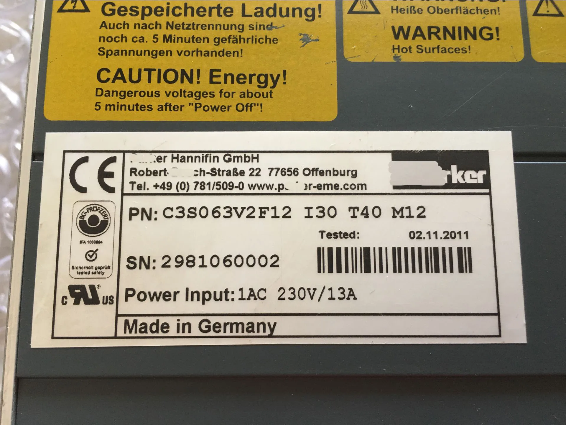 C3S063V2F12 I30 T40 M12 Compax3 Сервопривод для Parker