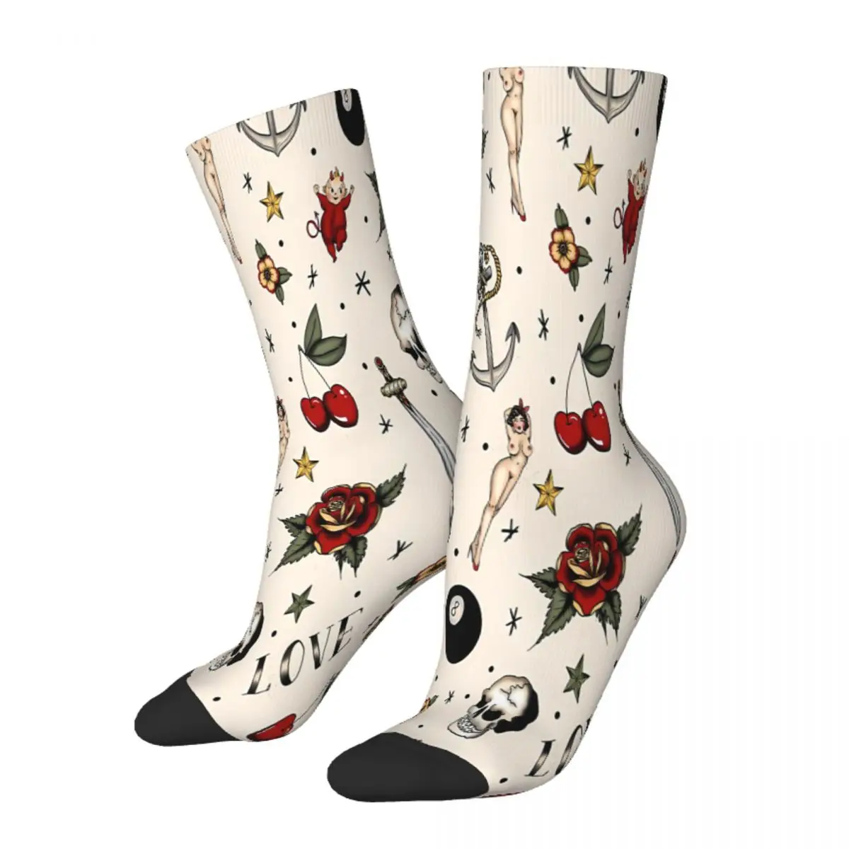 

Tattoo Flash Pattern Socks Male Mens Women Summer Stockings Hip Hop