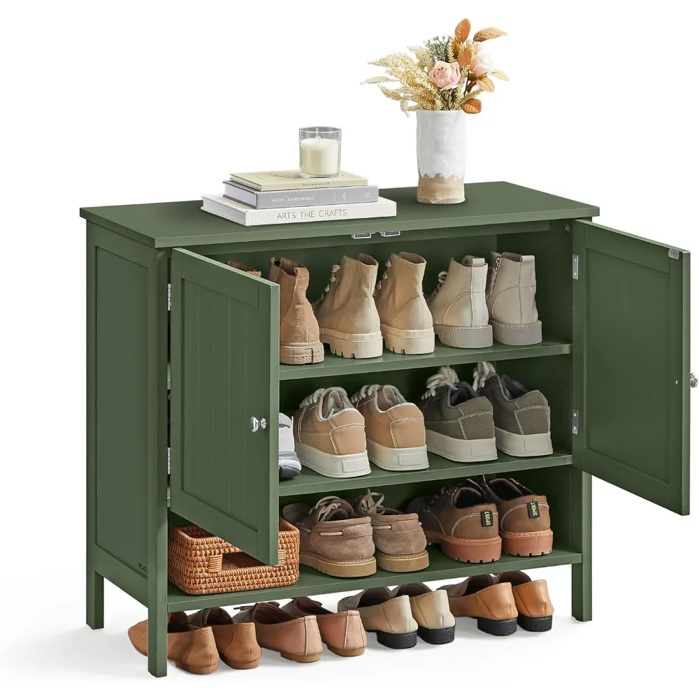 

Shoe Cabinet, 3-Tier Shoe Storage Organizer, Modern Freestanding Cabinet with Height-Adjustable Shelf, Entryway,