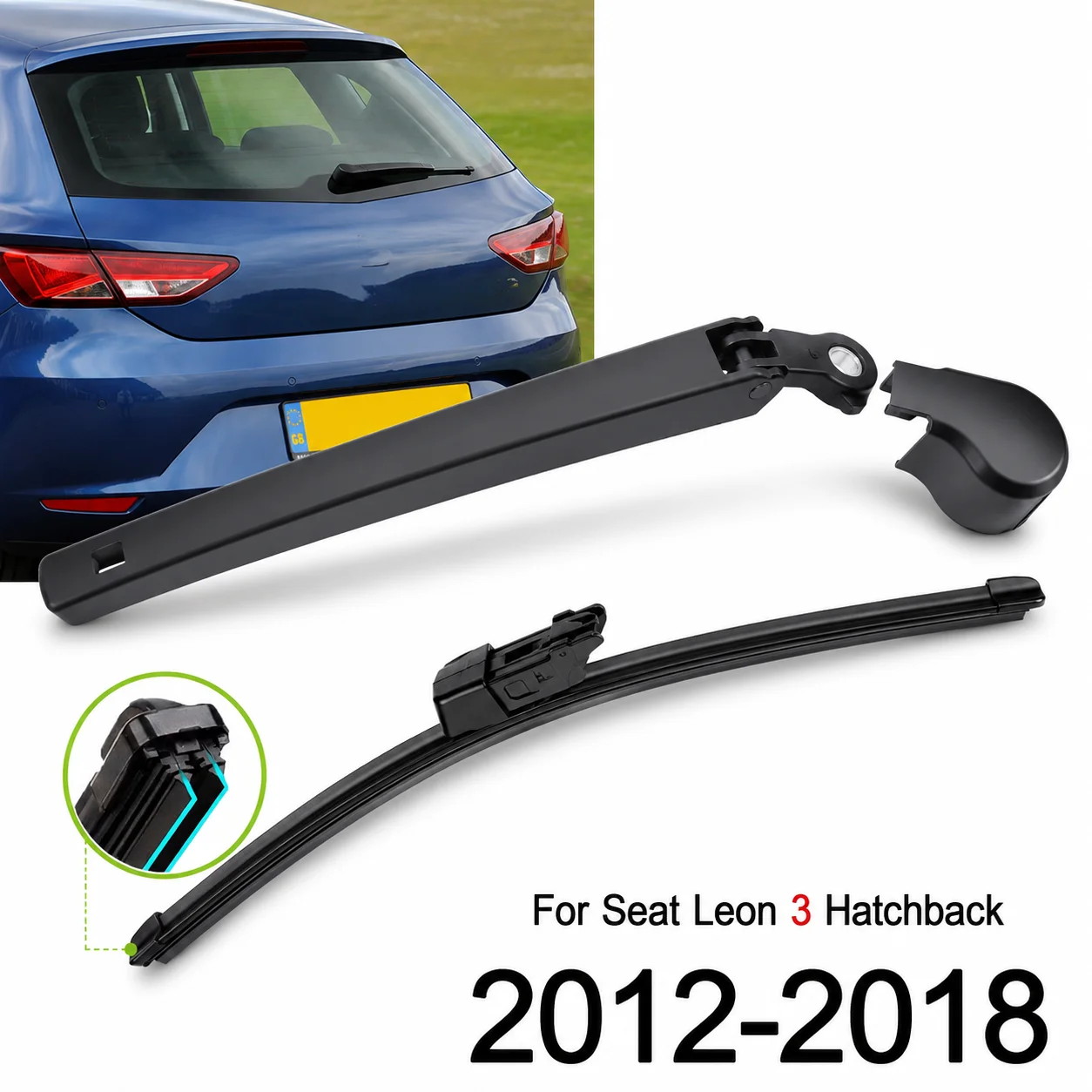 Dual Rubber Strip Rear Windshield Wiper Blade Assembly for Hyundai Getz 2012-2018 36cm Car Rear Window Wiper Arm Blade Auto Acce