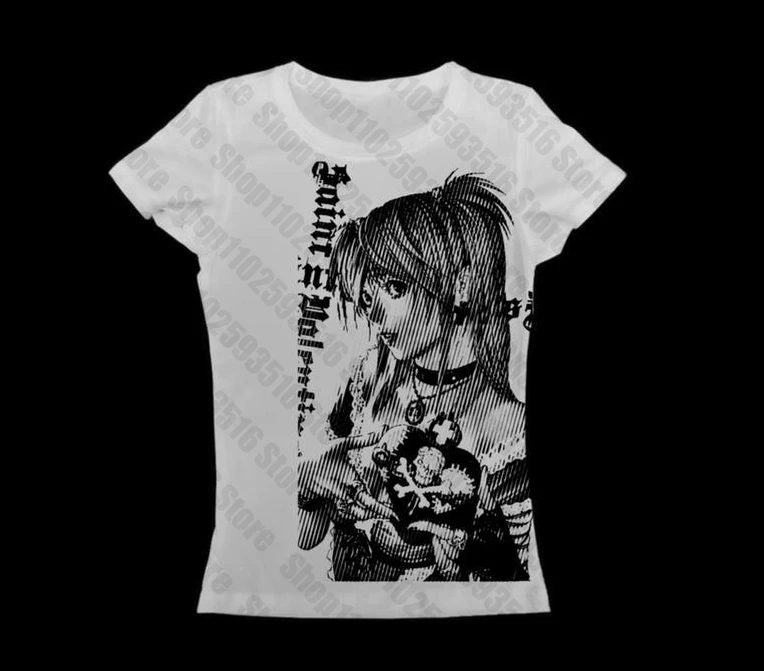 Y2k anime Streetwear O-neck 90s Text Printing Tops Women Harajuku Clothes Simple Vintage Crop Tee Aesthetic emo Casual T-shirt