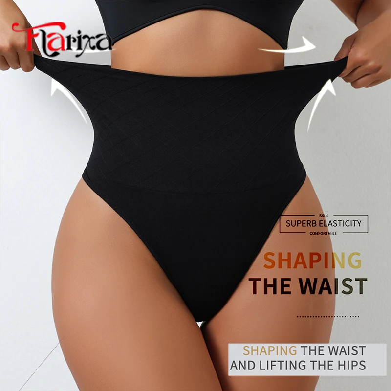 

Flarixa High Waist Shaping Thongs Women Seamless Slimming Panties Shaper Tummy Control Underwear Waist Cincher Briefs Lingerie