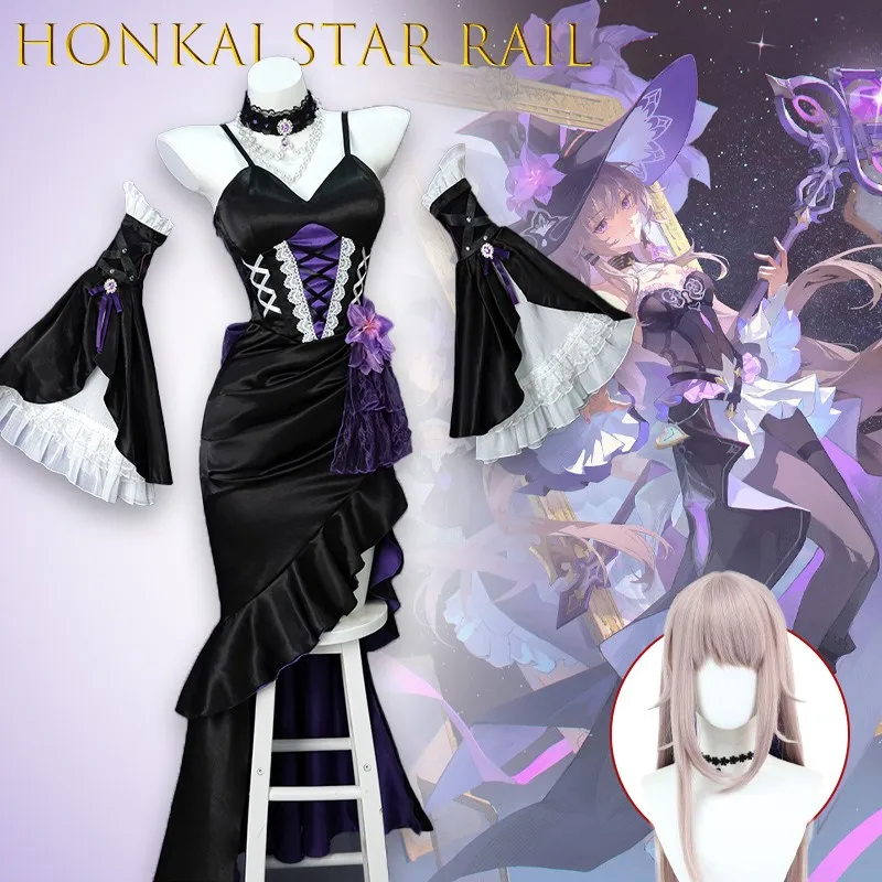 AHonkai Star Rail The Herta disfraz de Cosplay gótico conjunto de vestido de Anime traje de personaje oscuro Sexy Halloween juego de rol Navidad Cos