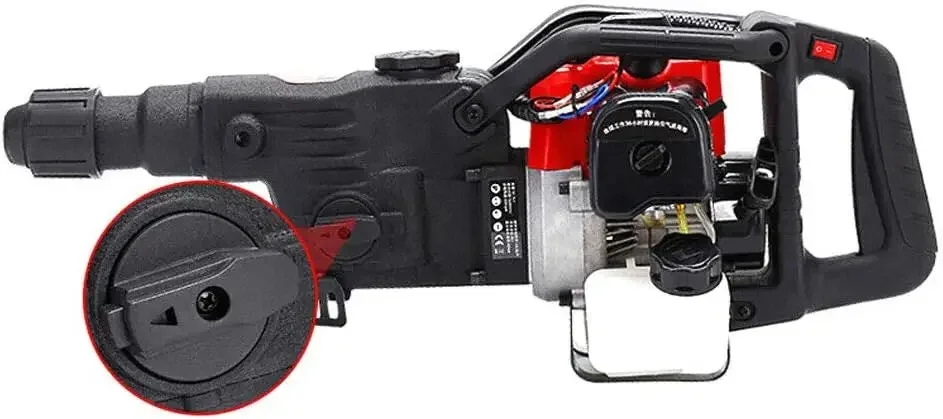 

32.6cc Gasoline Demolition Hammer 2 Stroke Concrete Crusher Drill Bit 5000RPM with 3 Drill Bits, 1 Pointed Chisel