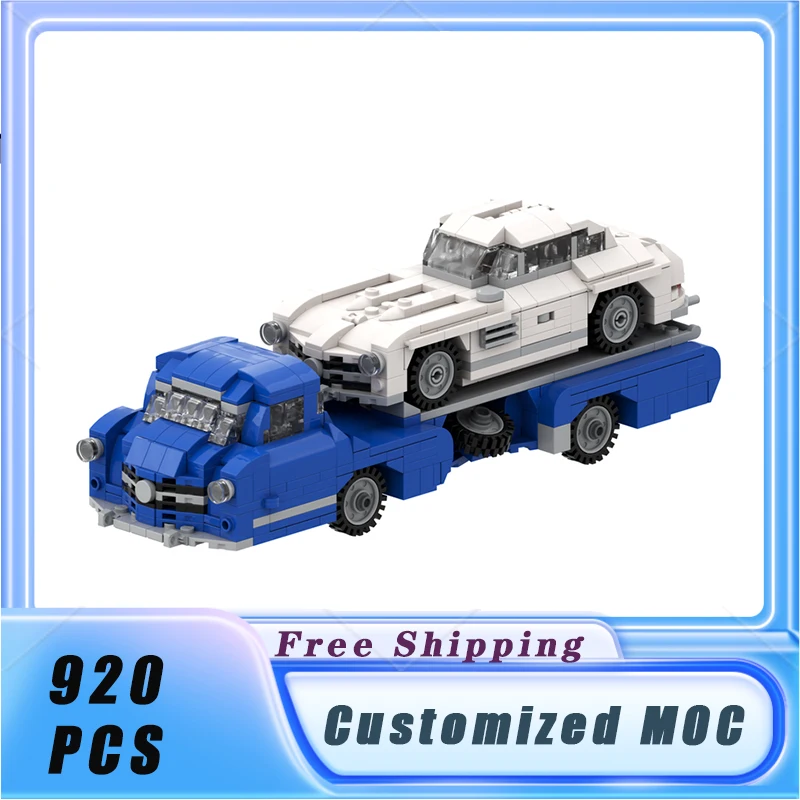 City MOC Series Blue Miracle Racing Transport Vehicle Building Blocks Model Display Collection Children's Toys Gifts