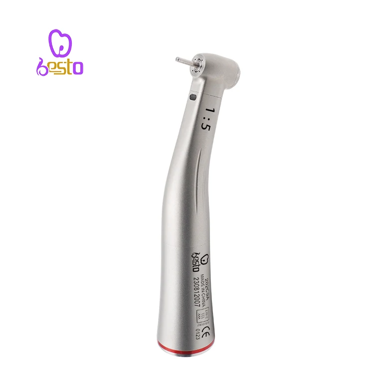 den tal 1:5 Increasing Red Ring Contra Angle Low Speed  Water Spray Push Handpiece With Optic Fiber