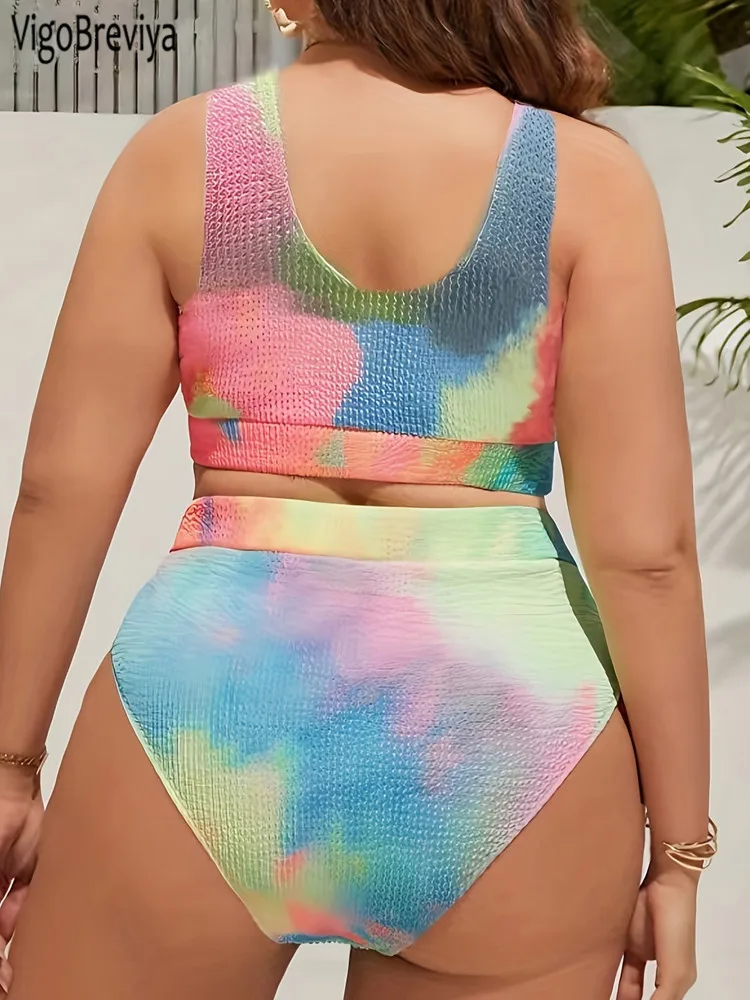 VigoBreviya 2025 Print Strapped 2-częściowy zestaw bikini Plus Size Kobiety Wysoka talia Curvy Strój kąpielowy Brazylijska dama Duży kostium