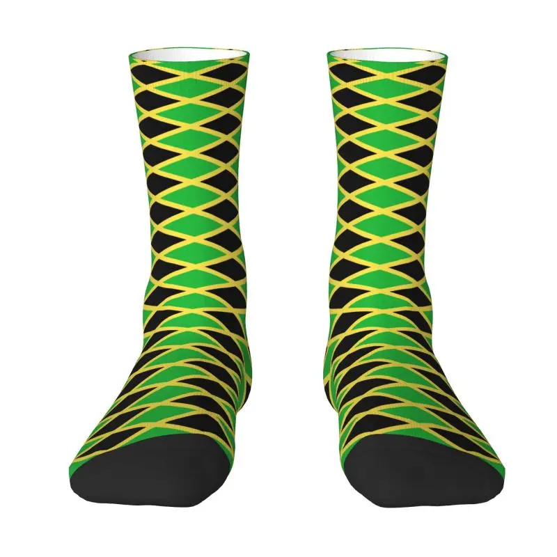 Cute Mens Flag Of Jamaica Dress Socks Unisex Warm Comfortable 3D Print Jamaican Proud Crew Socks