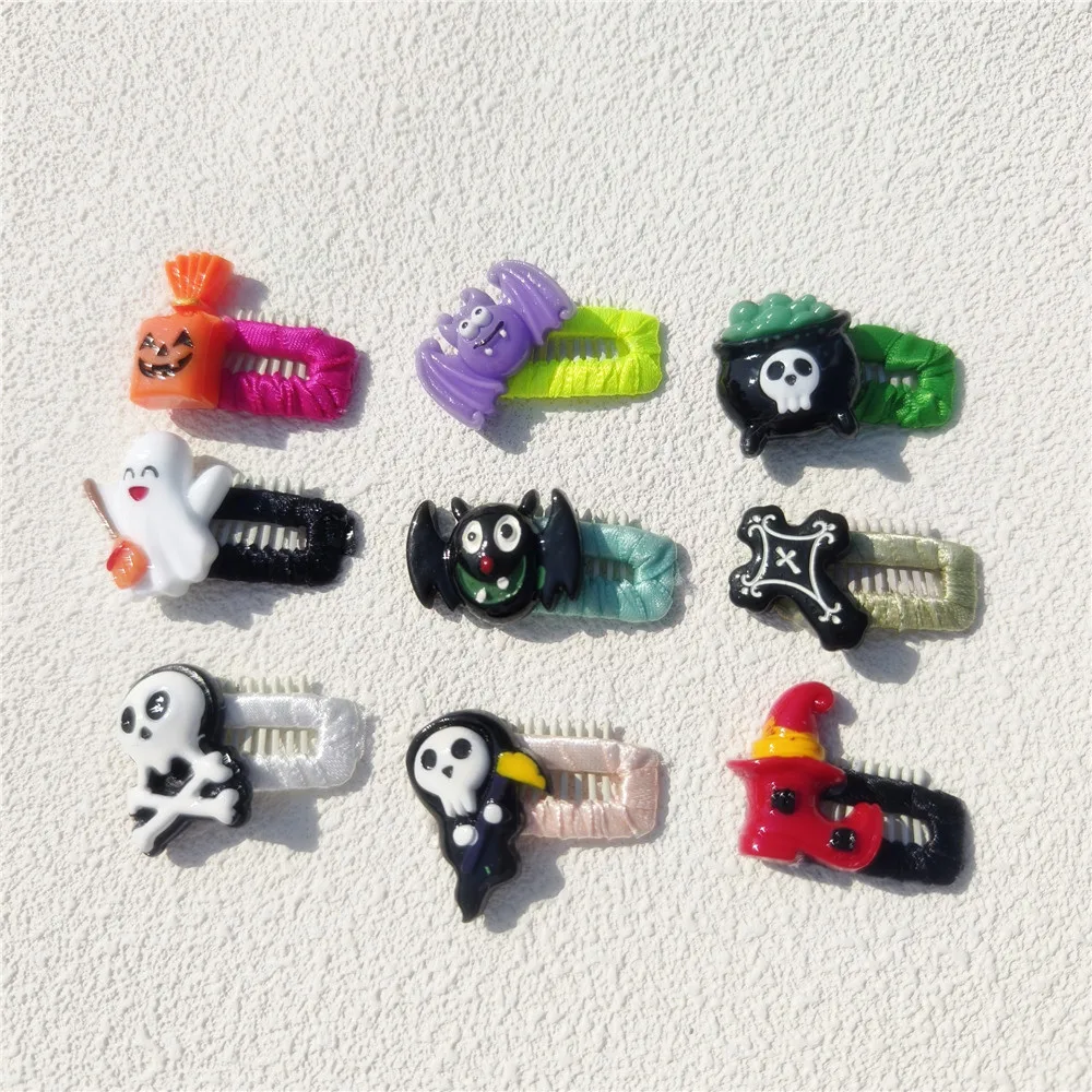 Christmas Halloween Pet Hairclip Skeleton Pumpkin Devil Cartoon Pattern Handmade BB Clip Cats Dogs Grooming Hair Accessory