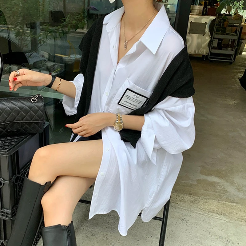 

Шикарный осенний клетчатый длинный светик с надписью в стиле пэчворк с отложным воротником и пуговицами Ba, сплит-дизайн, корейский свободный топ