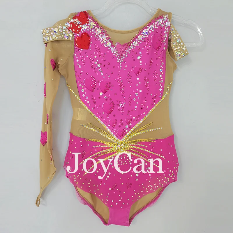 

JoyCan Rhthmic Gymnastics Leotards Girls Women Pink Spandex Elegant Dance Wear for Competitiion