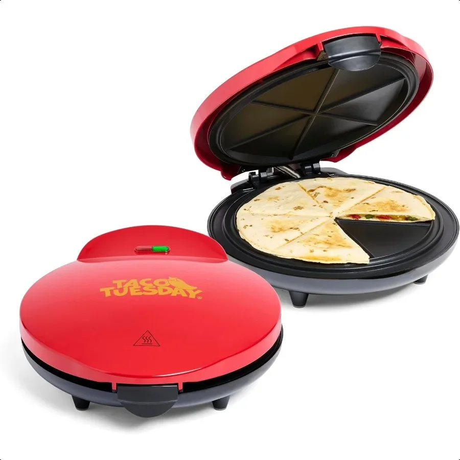 

Taco Tuesday Deluxe 10-дюймовый электрический аппарат Quesadilla с 6Wedge и дополнительной защелкой, красный