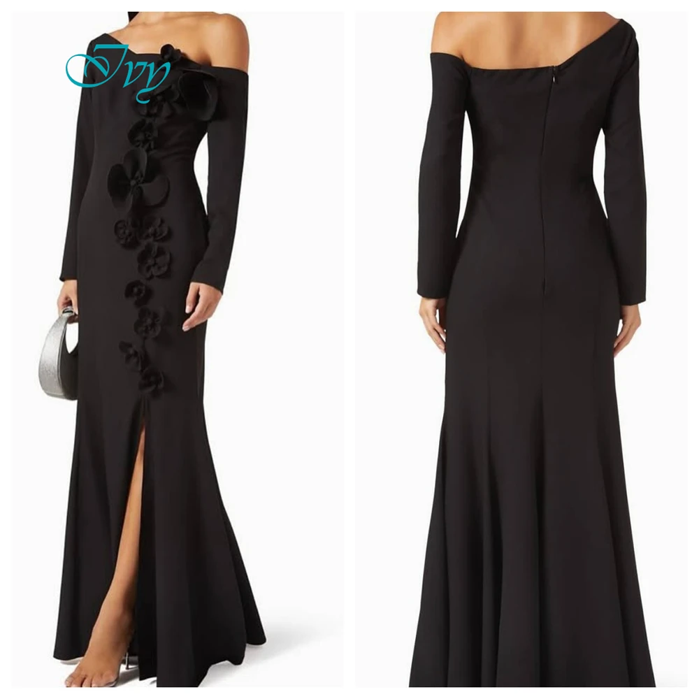 Customized Exquisite One Shoulder Long Sleeves Evening Dress High Quality Satin Prom Dresses Temperament Flowers Party Gowns