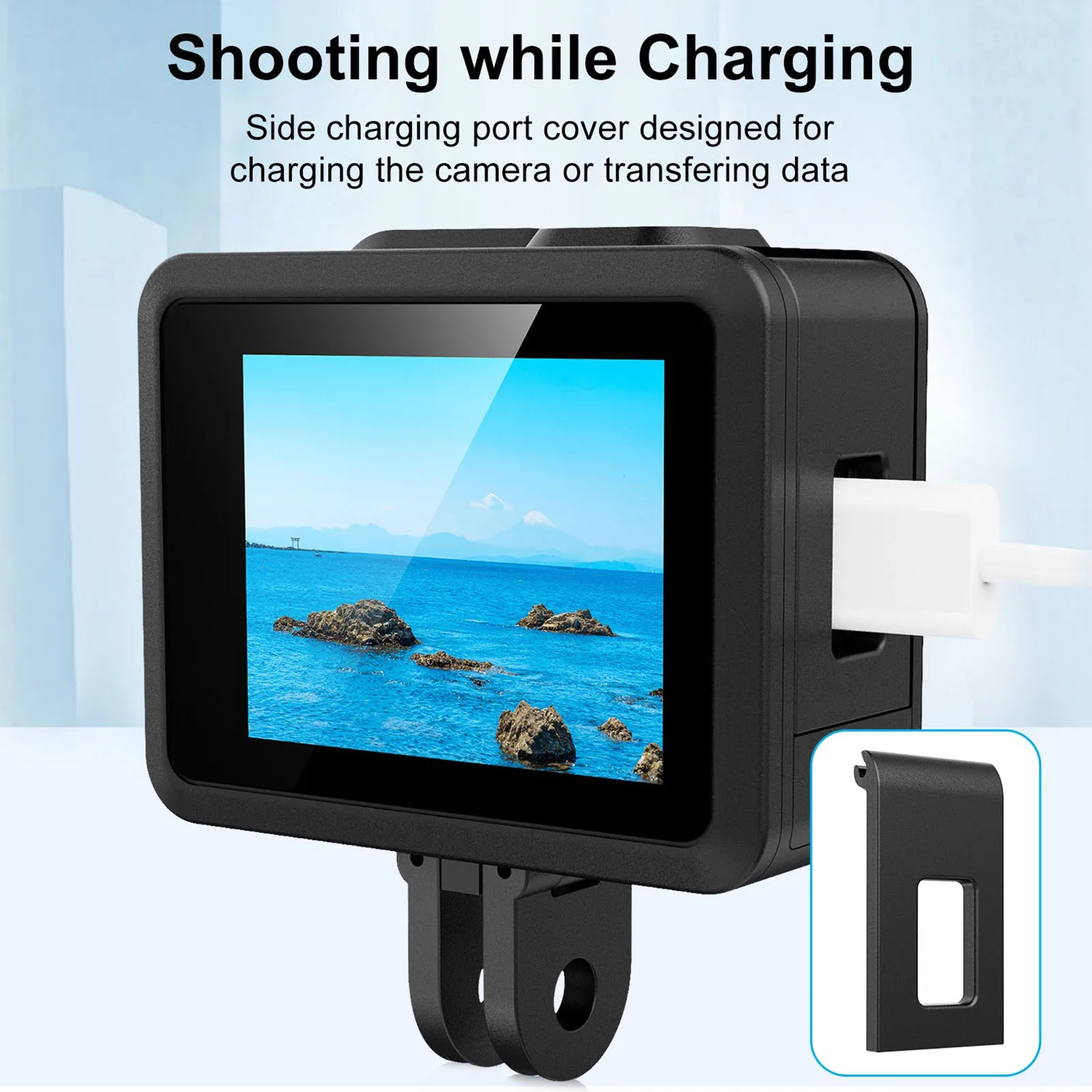 Acessórios da câmera para gopro hero 2024 capa protetora de silicone capa de interface lateral com alça de pulso e capa de lente ​