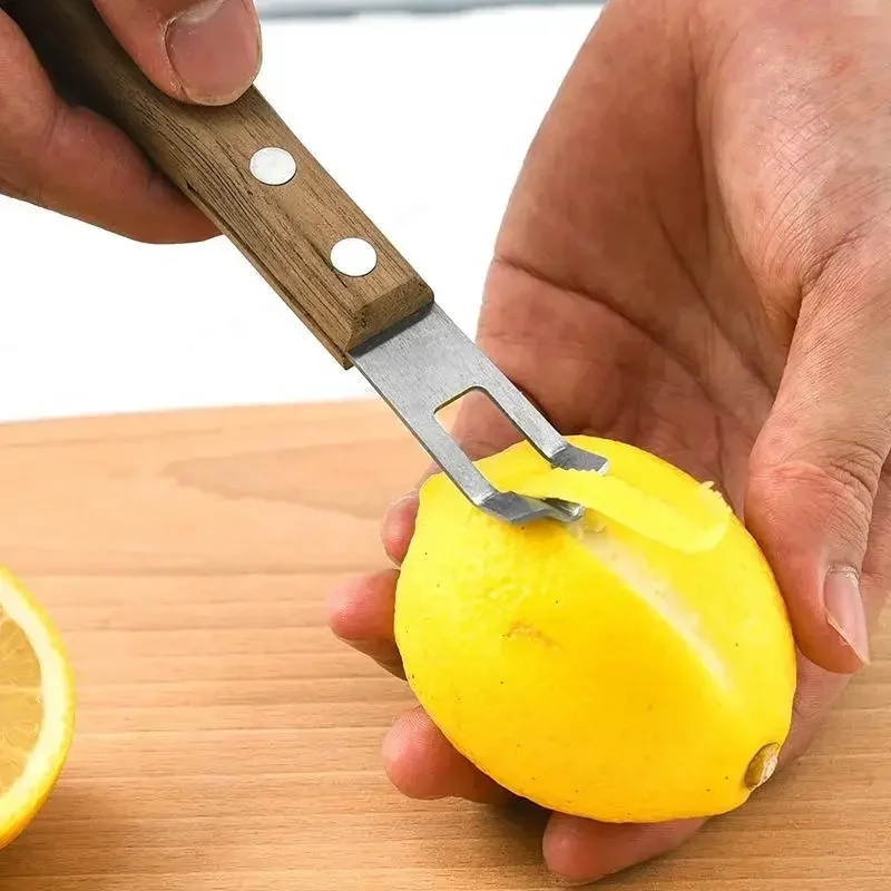 

1Pc Stainless Steel Lemon Peeler Corrosion-resistant Fruit Peeler Eco-friendly Rust-proof Wood Handle Kitchen Tool Paring Knife