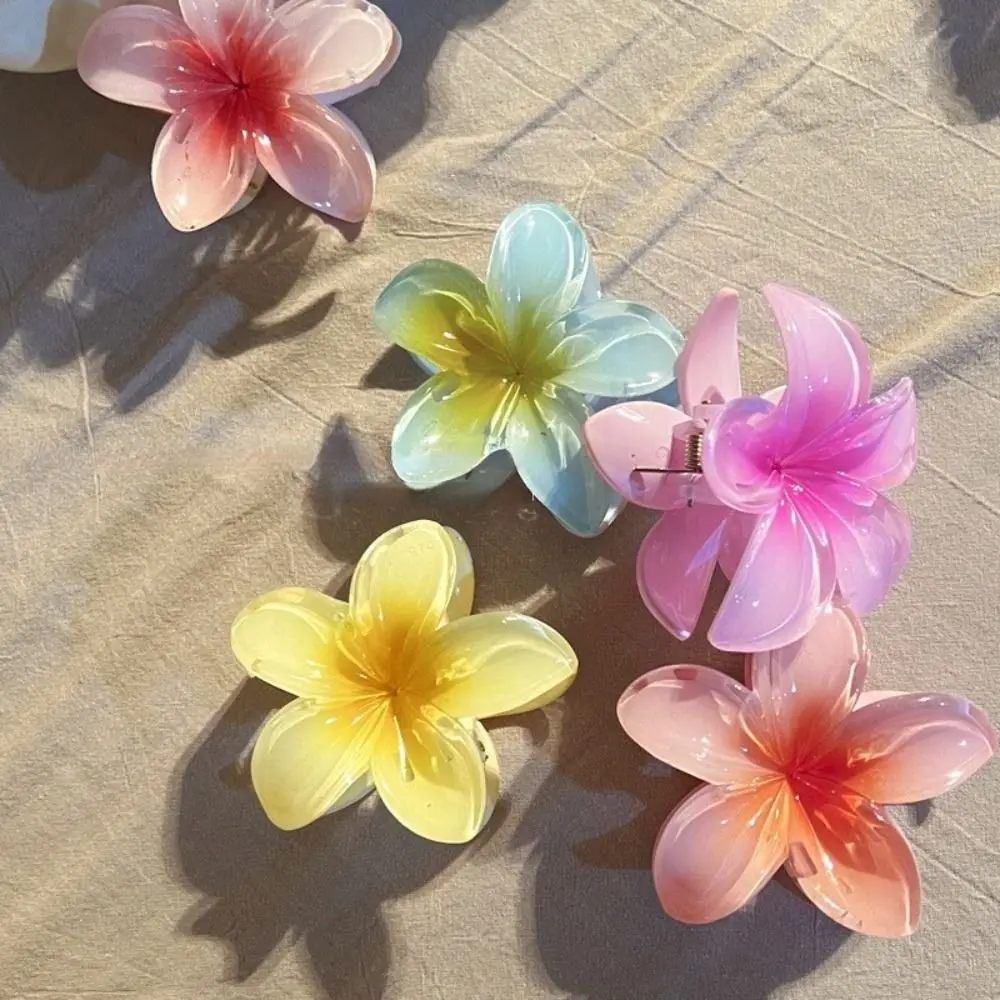 4/8cm Colorful Hair Flower Shark Clip Plumeria Beach Flowers Claw Bohemian Styling Barrettes Accessories Artificial Hairpins