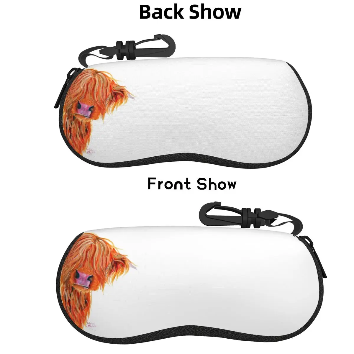 

Highland Cow Print Scottish Shell Glasses Case Protector Sunglasses Box Women Men Soft Eyeglass Bag Pouch
