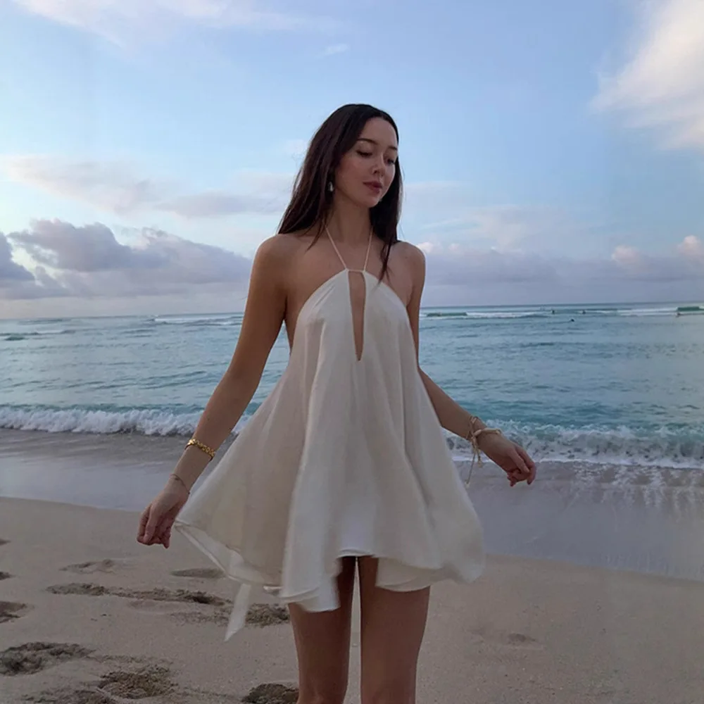 

2026 Summer Casual Sling Dress For Women Fashion Sleeveless Y2K Elegant Temperament Outdoor Lace Up Dress