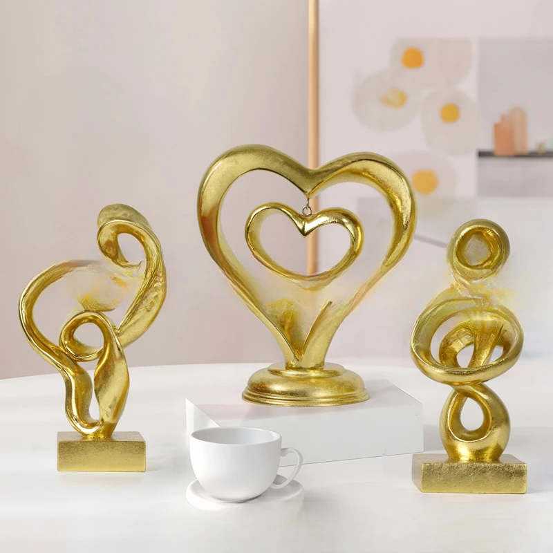 

Simple love-shaped ribbon desktop ornaments two hearts home desktop porch living room abstract decoration