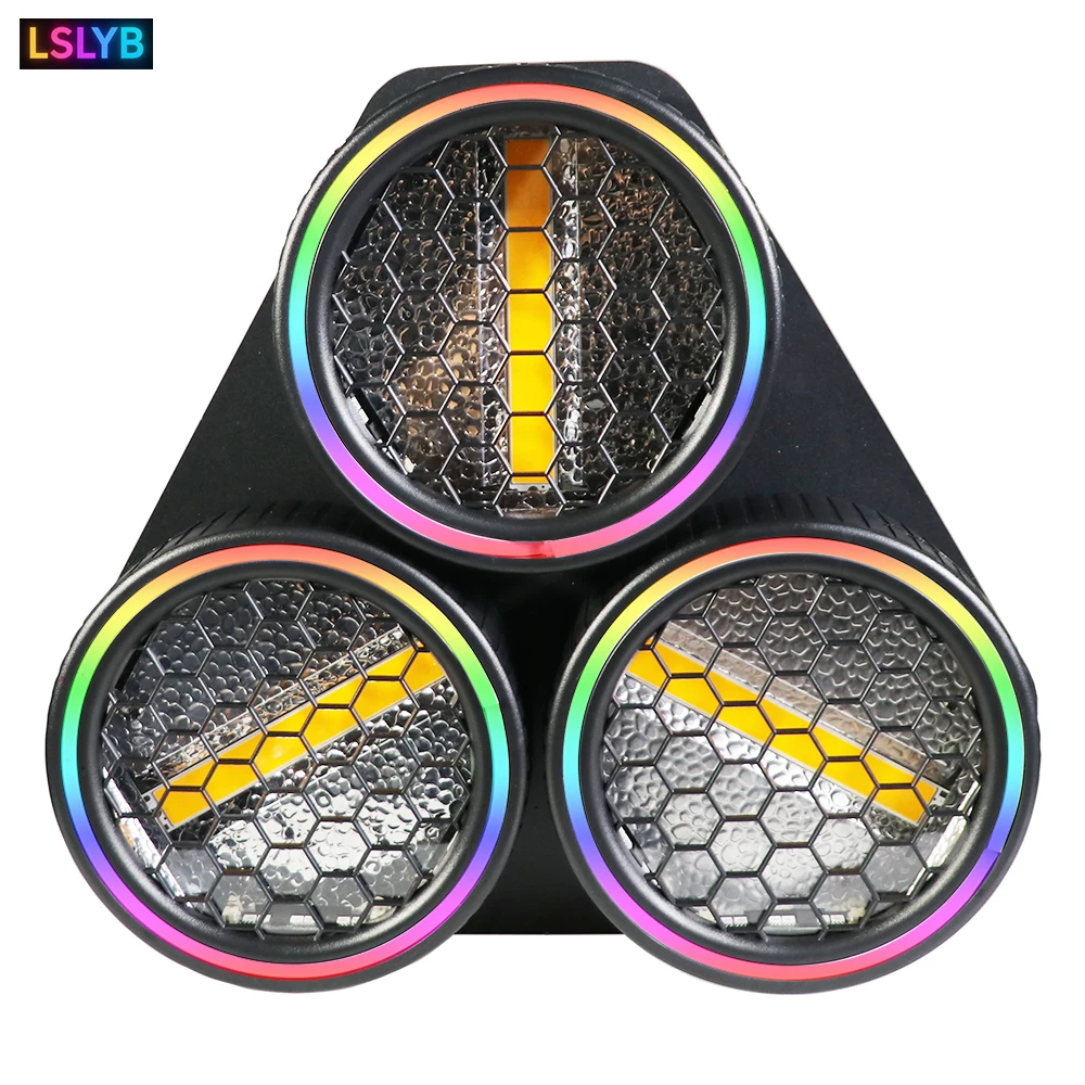 

3 Head Golden COB Retro Lights Stage Light With RGB LED Strips 3 Eye Retro Par Lights DMX512 For Wedding Club Theater