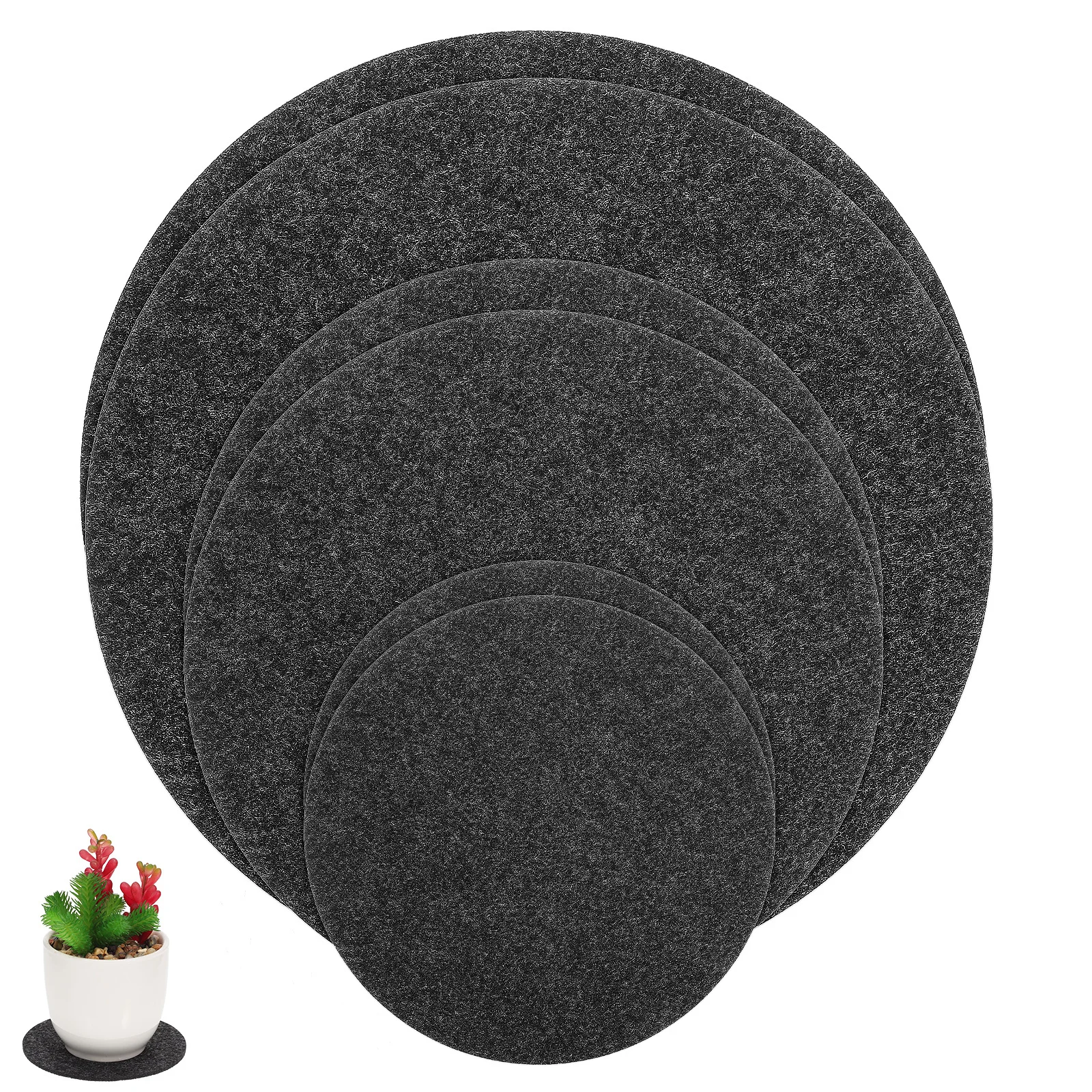 6 pcs Felt Coasters Round Plant Mats Absorbent Planter Saucers For Garden Patio Indoor Outdoor Use Flower Pot Pads
