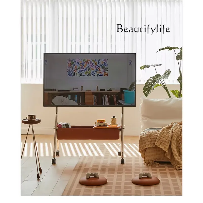 R Living Room Home Yo-yo TV Mobile Bracket Retro Floor Removable TV Shelf Edge Few