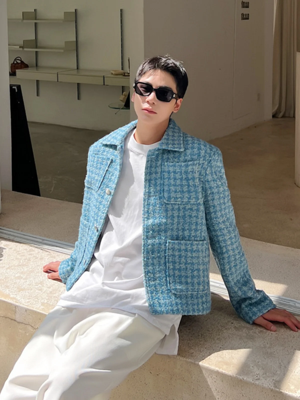 

Autumn Winter ort Sle Men's Woolen Jaet Flip Collar Loose Fit Versatile Outerwear Youthful Trend Long Sve Coat