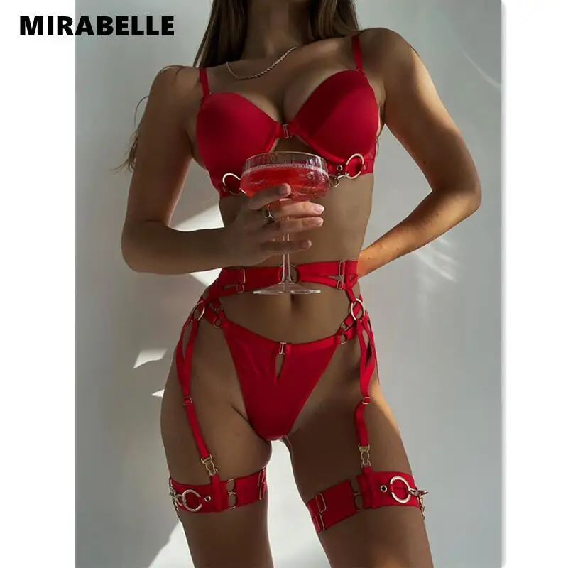 MIRABELLE Padded Lingerie For Women Sexy porn Underwear Women Body Fine Bra and Panty Set Luxury Garter With Chain Bilizna Set