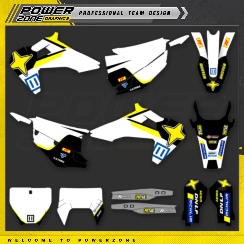 

PowerZone Custom Team Motorcycle Graphics Decals Stickers Kit For Husqvarna Decal 19-22 TC FC TX FX FS 20-23 TE FE 125-450CC 91