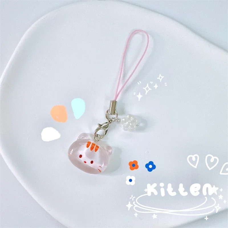 Cute Animal Phone Charm-Kawaii Keychains Transparent Jelly Aesthetic Gift Accessories y2k AirPods strap strings