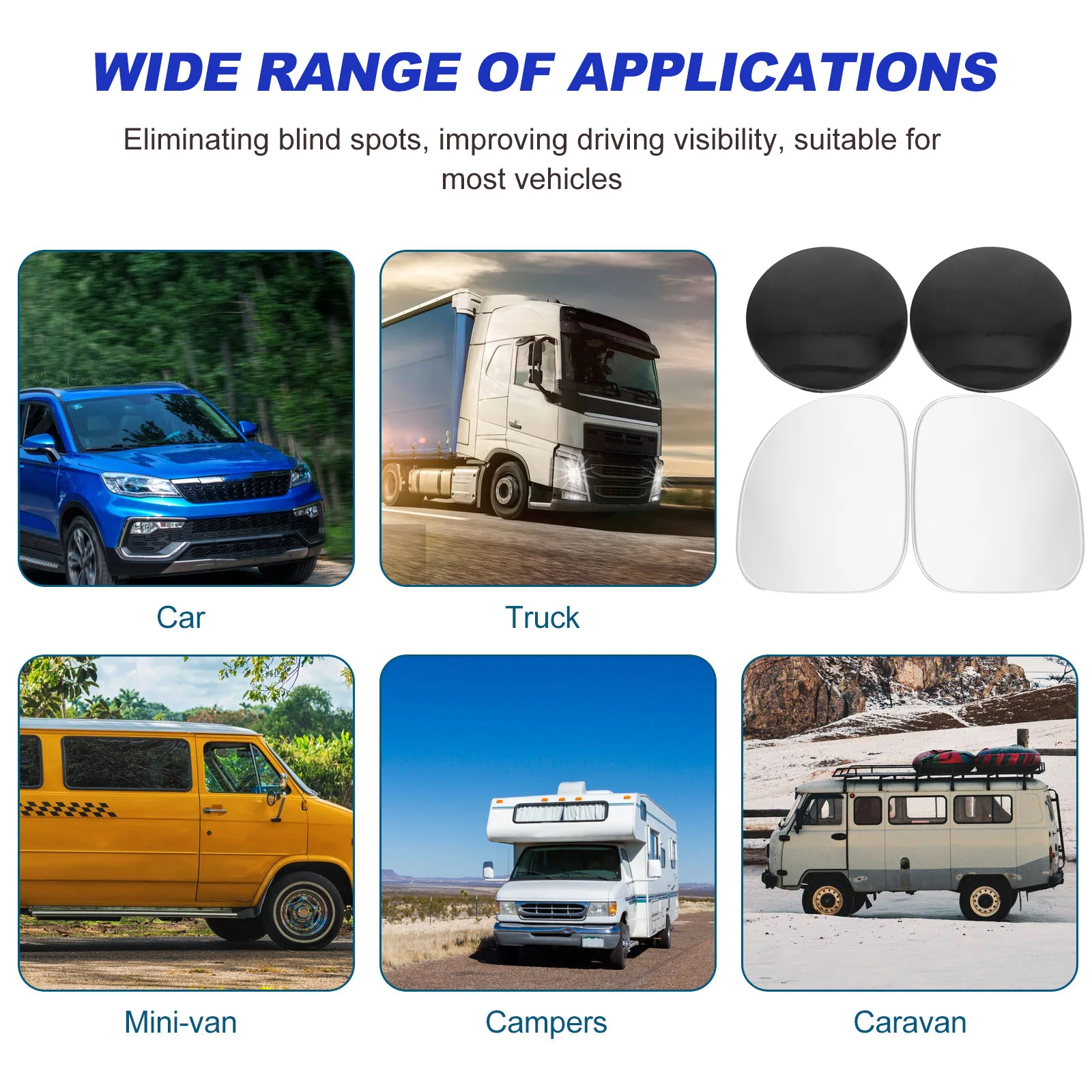 

2Pcs Blind Spot Mirrors for Car Multi-Function Stick-on Side Rearview Mirror Convex Adjustable Automotive Exterior Accessories