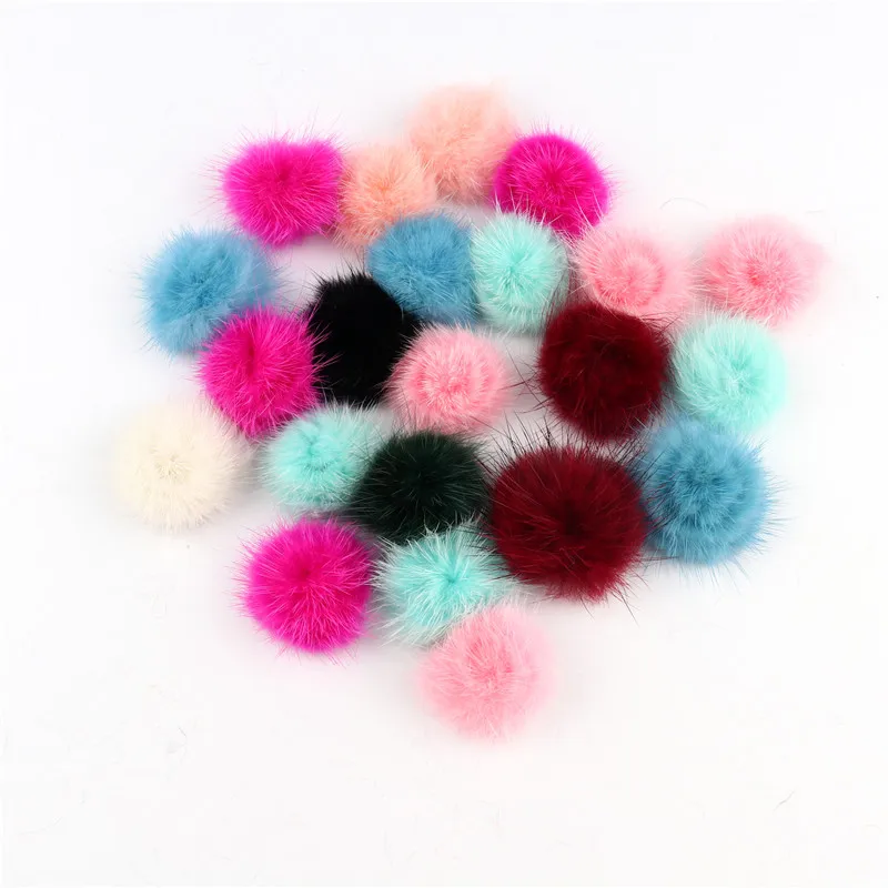 30mm DIY Pompon Real Mink Fur Pompom 30mm Comfortable Pompons Simple Pom Pom Decoration For Women Scarf Bag Clothing Skirt 10pcs