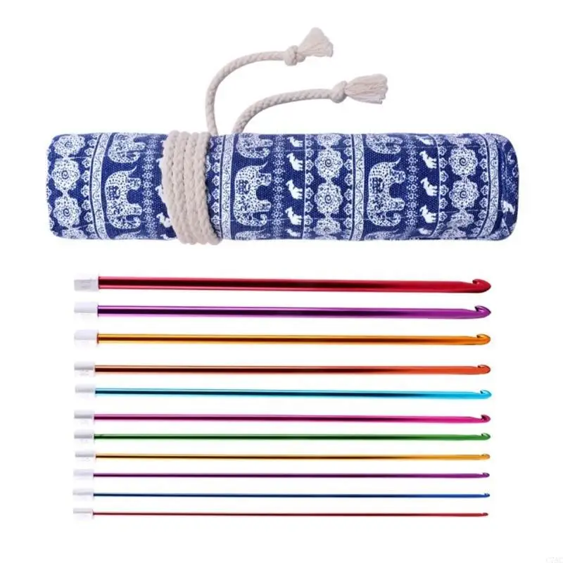 

11Pcs Afghan Crochet Hook 27cm Aluminum Knitting Needle for Blanket Sweater Rugs C7AC