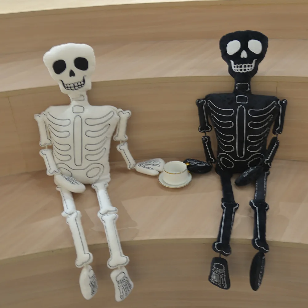 Halloween Skeleton Plush Doll White Bones Stuffed Skull Soft Toy Festival Decoration Spooky Gift for Man Adults view 2
